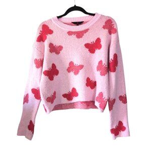 Nobo Barbie Lounge Boxy Chunky Novelty Butterfly Glam Sweater M